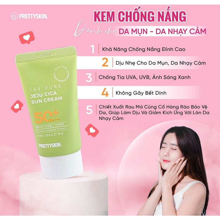 Nước tẩy trang rau má Prettyskin The Pure Jeju Cica Cleansing Water