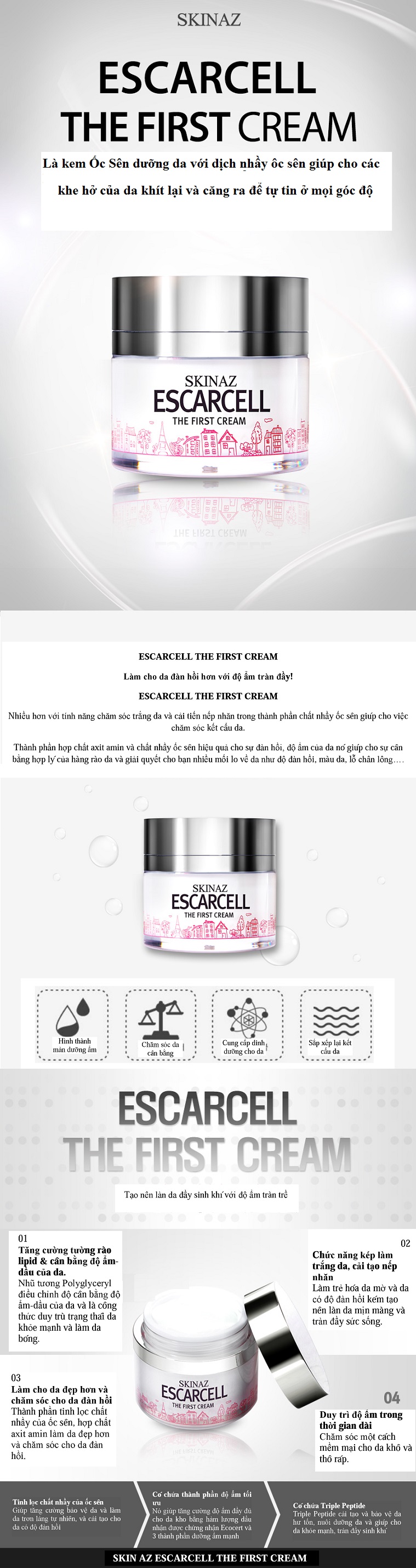 escarcell-cream-1.jpg Kem dưỡng da mặt đặc biệt chống nhăn, trắng da, mờ nám tàng nhang, giảm sẹo rỗ