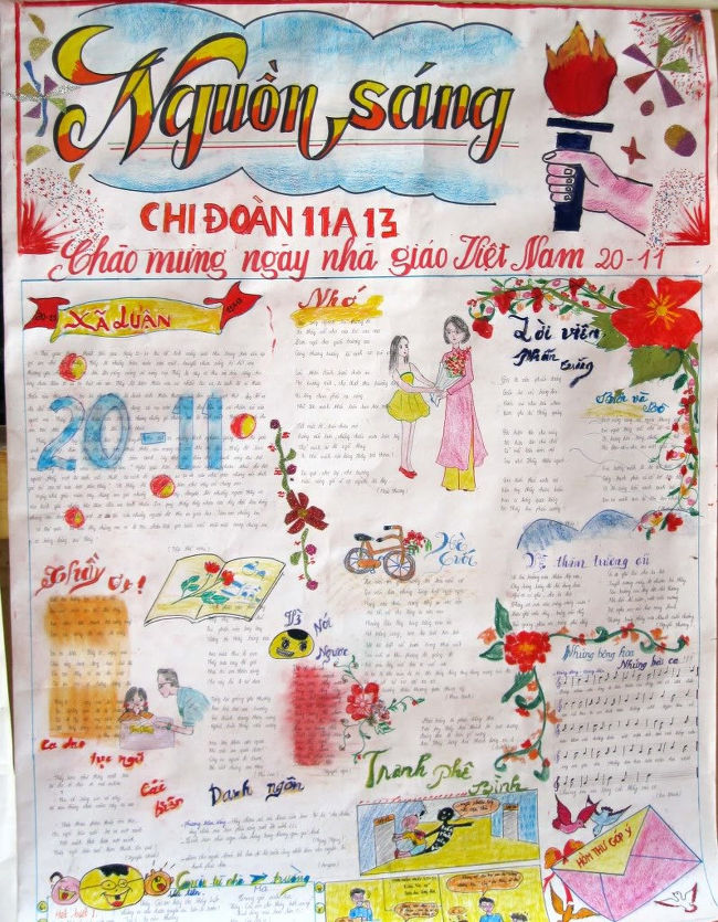 Mẫu bích báo đẹp chào mừng ngày Nhà giáo Việt Nam 20 - 11
14
