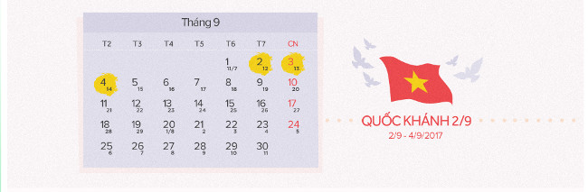 Lịch nghỉ lễ 30/4 cho người lao động năm 2017
5