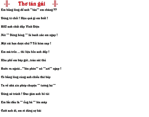 Thơ tán gái hay hài bựa đảm bảo xem qua một lần là nhớ luôn 0