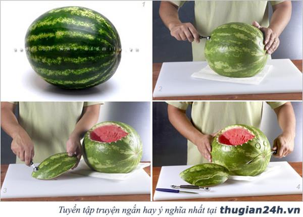 3 cách tỉa dưa hấu bày cỗ Trung thu tuyệt đẹp 1