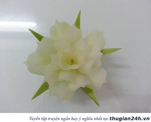 Trang trí mâm ngũ quả Trung thu bằng hoa hồng, hoa cúc, hoa súng làm từ đu đủ siêu đẹp 7