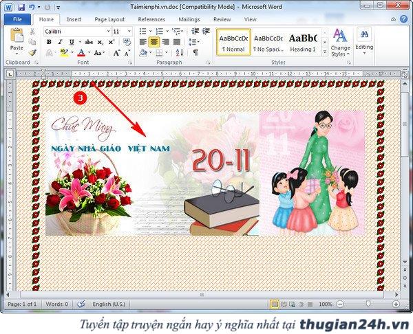 Cách làm báo tường 20- 11 trên Word chuyên nghiệp, đơn giản 2