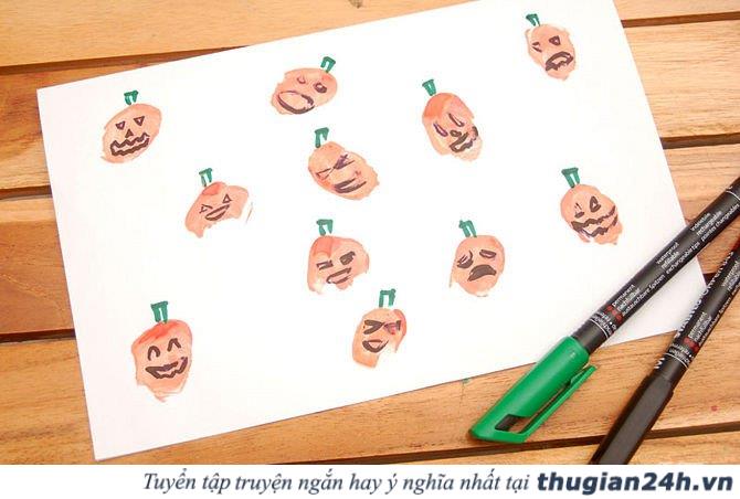 Làm thiệp Halloween bằng dấu vân tay đơn giản 2