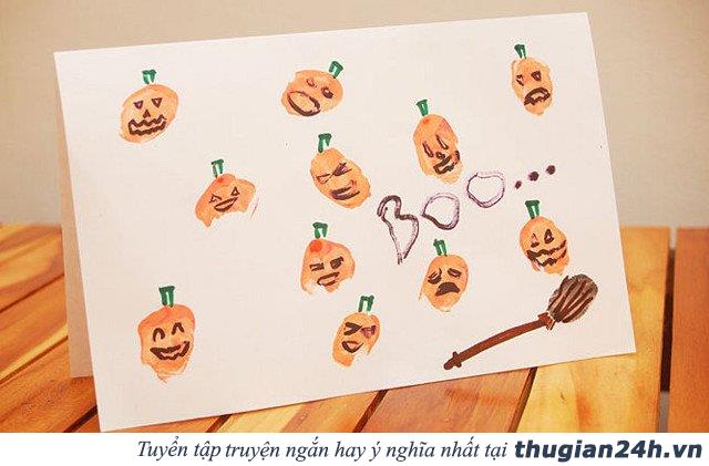 Làm thiệp Halloween bằng dấu vân tay đơn giản 4